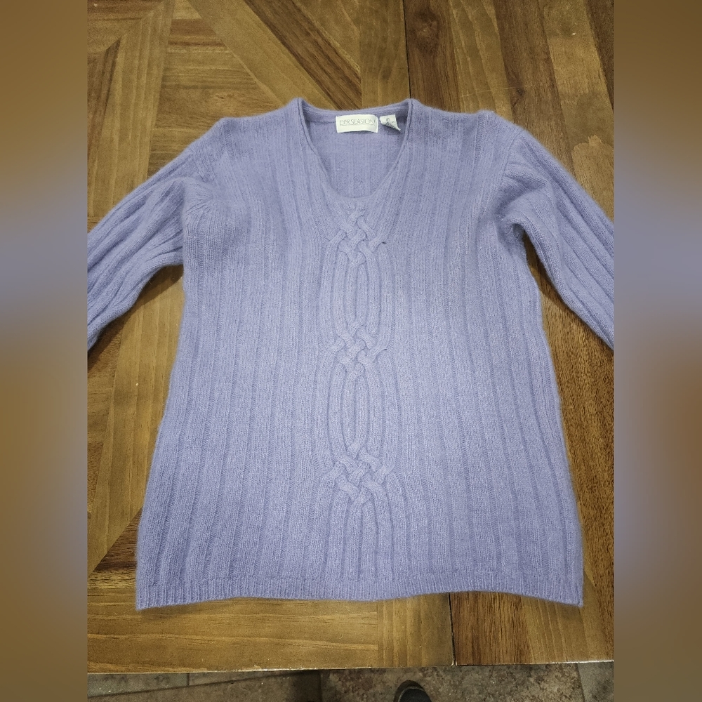 Lambswool Rabbit Blend Purple Sweater Sz Small Persuasion Womens Vtg